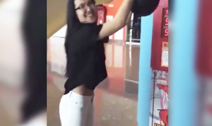 Chinese girl strip and punch